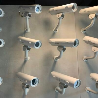 White bullet security cameras
